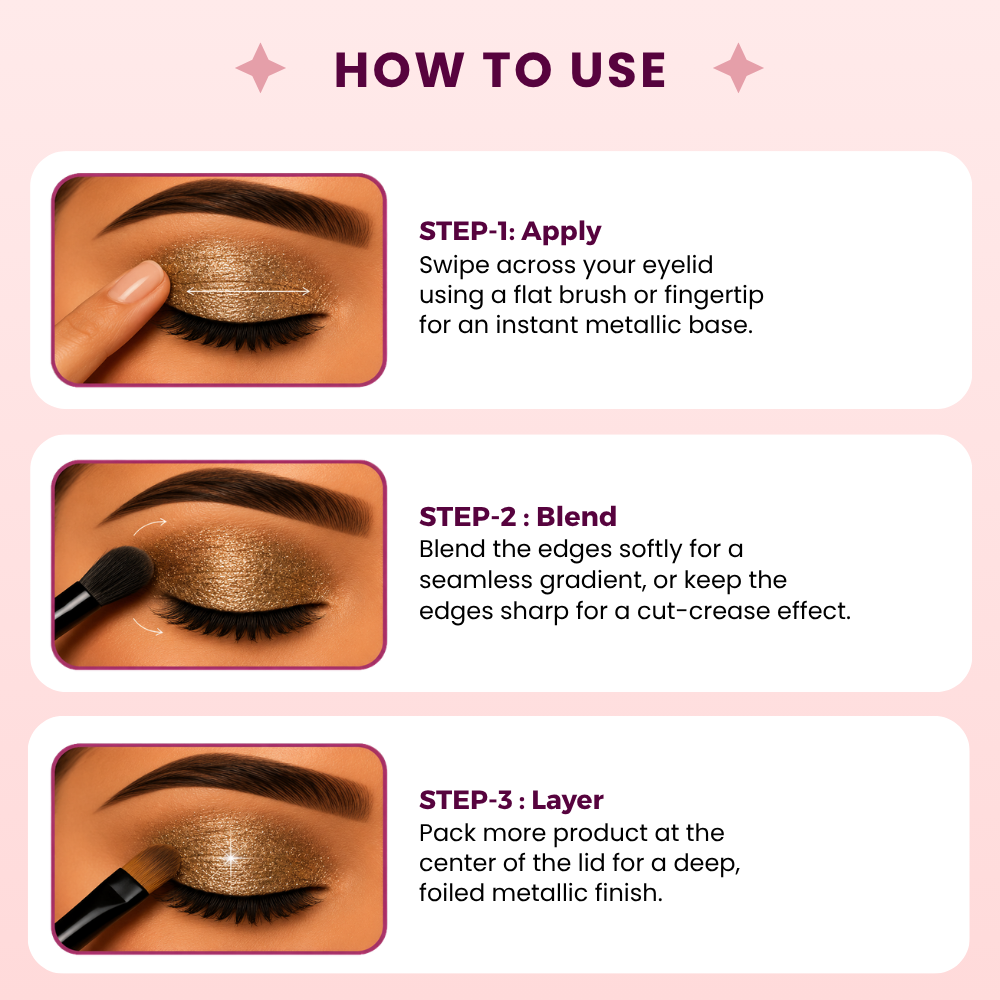 Champagne Single Metallic Pressed Eyeshadow | Pigmented | Long-Wearing