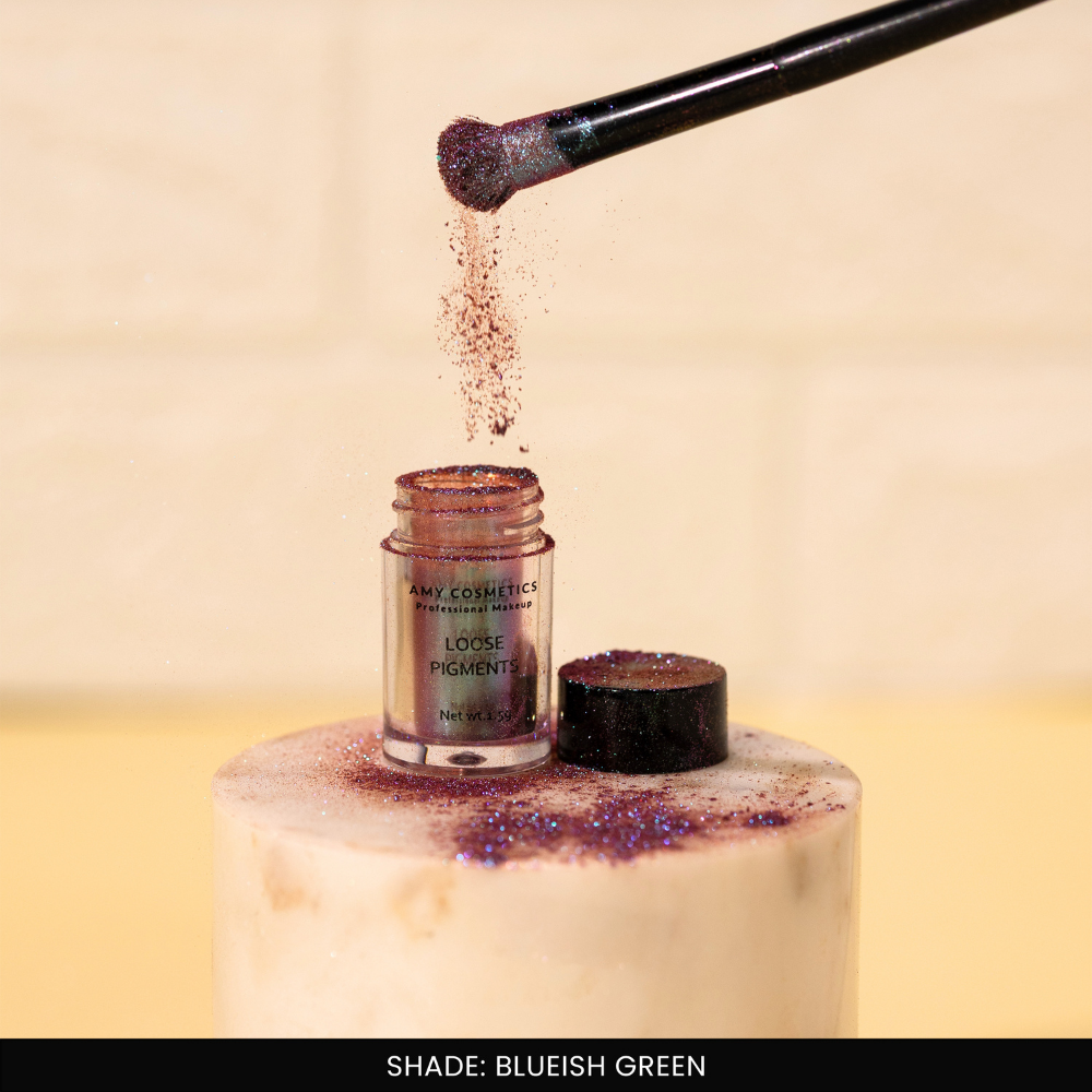 Blueish Green Loose Pigments | Highly Pigmented Eyeshadow Powder | Shimmer Finish