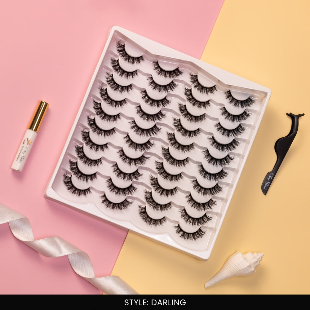 Darling False Eye Lashes | Bold Dramatic Glam | Vegan Cruelty-Free | Pair of 20