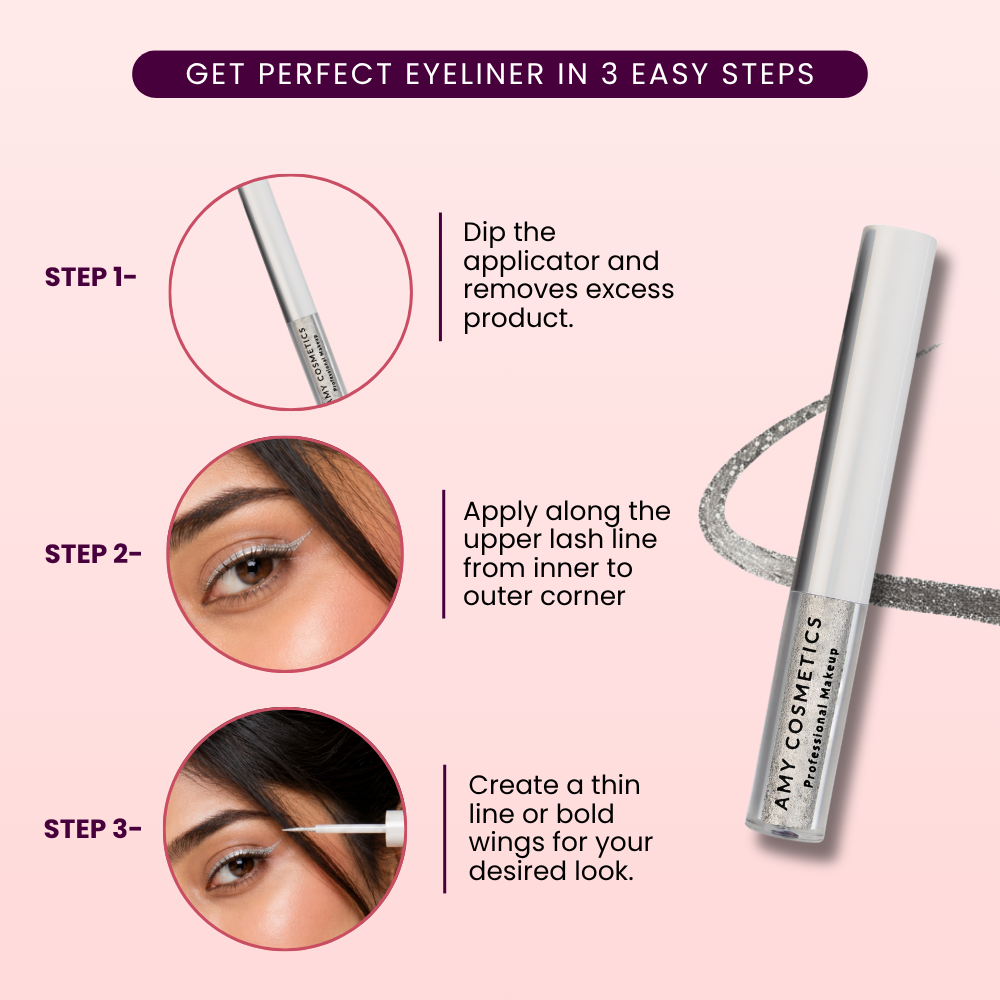 Silver Glitter Eyeliner | Sparkle Liner | Fine Tip Applicator
