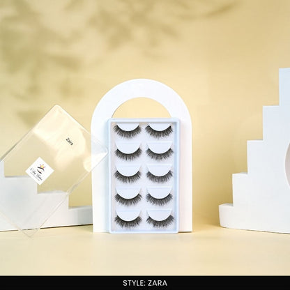 Zara False Eye Lashes | Natural Daily Wear | Vegan Cruelty-Free | Pair of 5