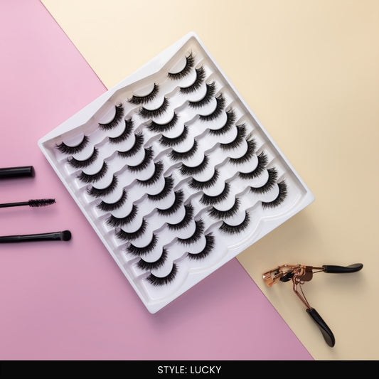 Lucky False Eye Lashes | Bold Dramatic Glam | Vegan Cruelty-Free | Pair of 20