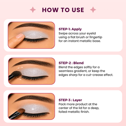 Snow White Single Metallic Pressed Eyeshadow | Pigmented | Long-Wearing