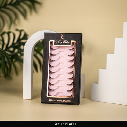 Peach False Eye Lashes | Medium Occasion Wear | Vegan Cruelty-Free | Pair of 10