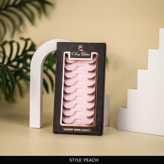Peach False Eye Lashes | Medium Occasion Wear | Vegan Cruelty-Free | Pair of 10