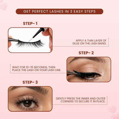 Kishmish False Eye Lashes | Natural Daily Wear | Vegan Cruelty-Free | Pair of 5