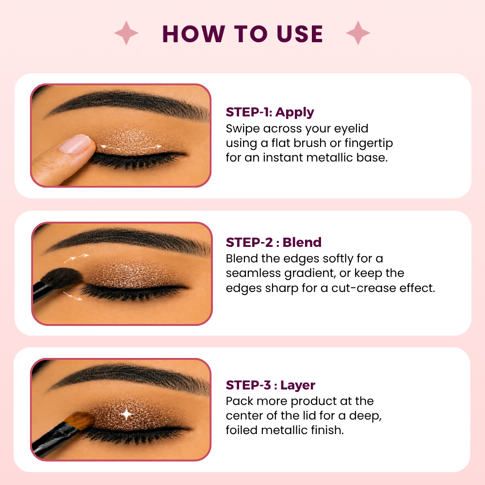 Honey Brown Single Metallic Pressed Eyeshadow | Pigmented | Long-Wearing