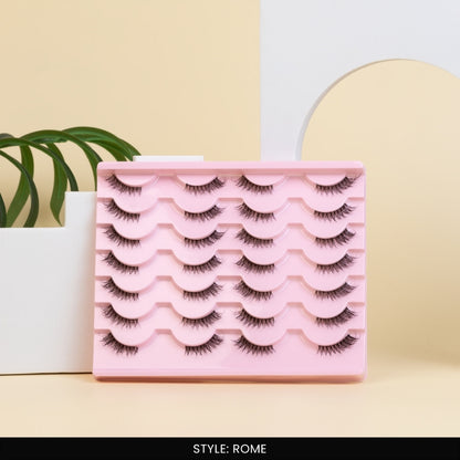 Rome False Eye Lashes | Half Lash Corner Style | Vegan Cruelty-Free | Pair of 14