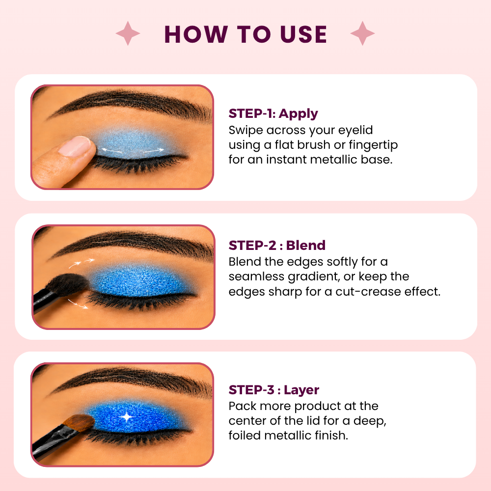 Blue Dazzle Single Metallic Pressed Eyeshadow | Pigmented | Long-Wearing