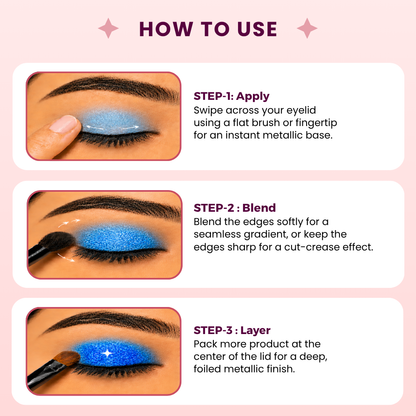 Blue Dazzle Single Metallic Pressed Eyeshadow | Pigmented | Long-Wearing
