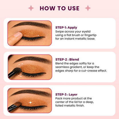 Coppered Orange Single Metallic Pressed Eyeshadow | Pigmented | Long-Wearing