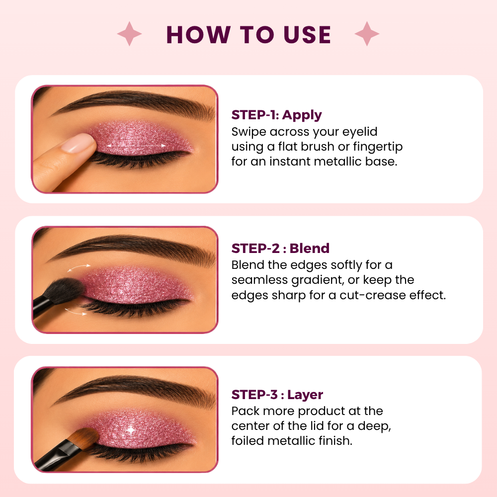 Rose Sparkle Single Metallic Pressed Eyeshadow | Pigmented | Long-Wearing
