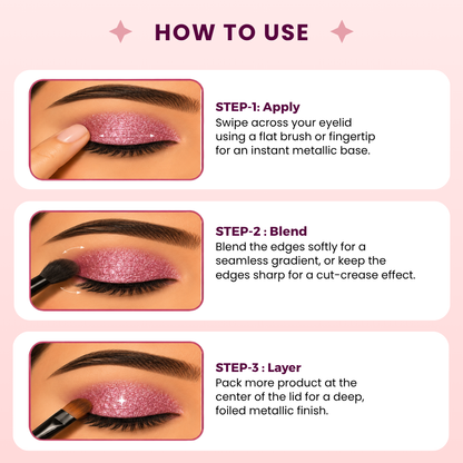 Rose Sparkle Single Metallic Pressed Eyeshadow | Pigmented | Long-Wearing