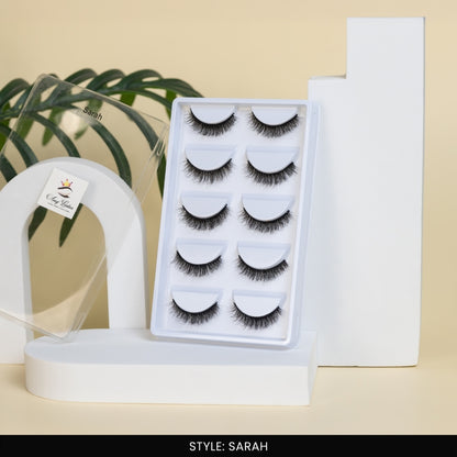 Sarah False Eye Lashes | Natural Daily Wear | Vegan Cruelty-Free | Pair of 5
