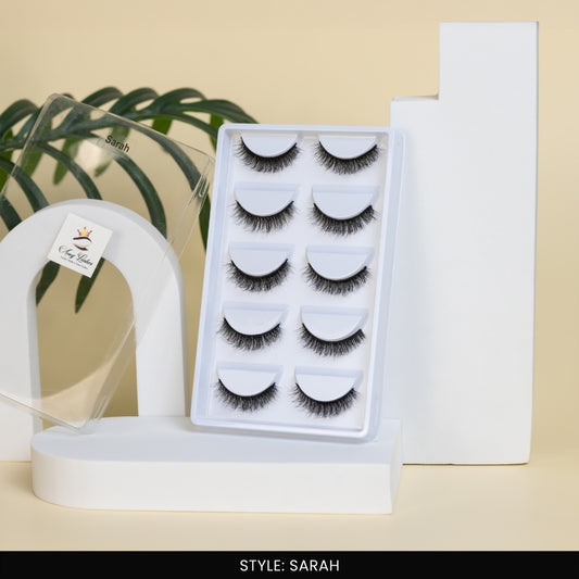 Sarah False Eye Lashes | Natural Daily Wear | Vegan Cruelty-Free | Pair of 5