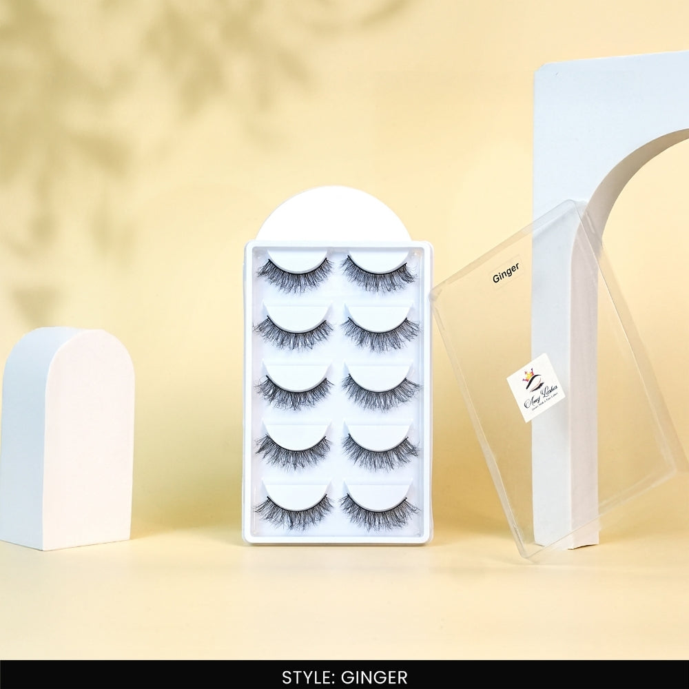 Ginger False Eye Lashes | Natural Daily Wear | Vegan Cruelty-Free | Pair of 5