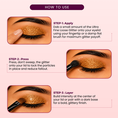 Goldie Glitz Ultra Fine Loose Glitters | Cosmetic Grade | Face Body Nail