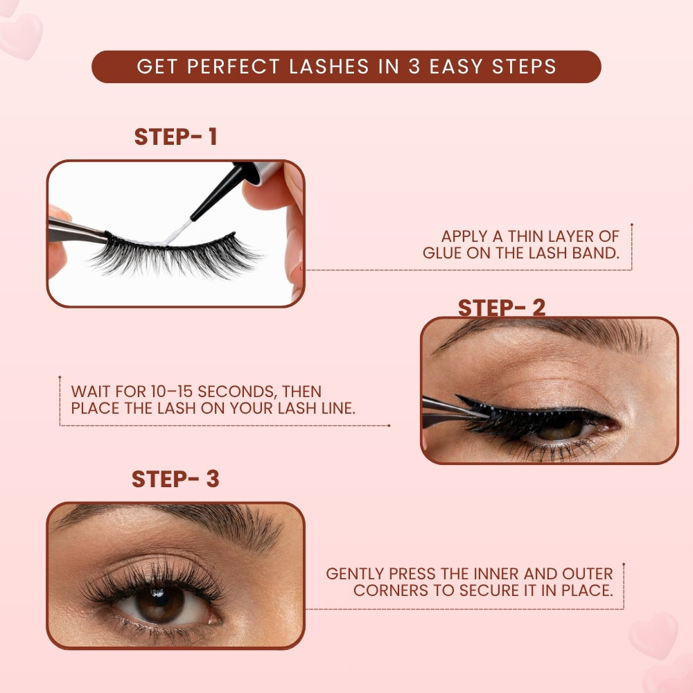 Flora False Eye Lashes | Natural Daily Wear | Vegan Cruelty-Free | Pair of 5