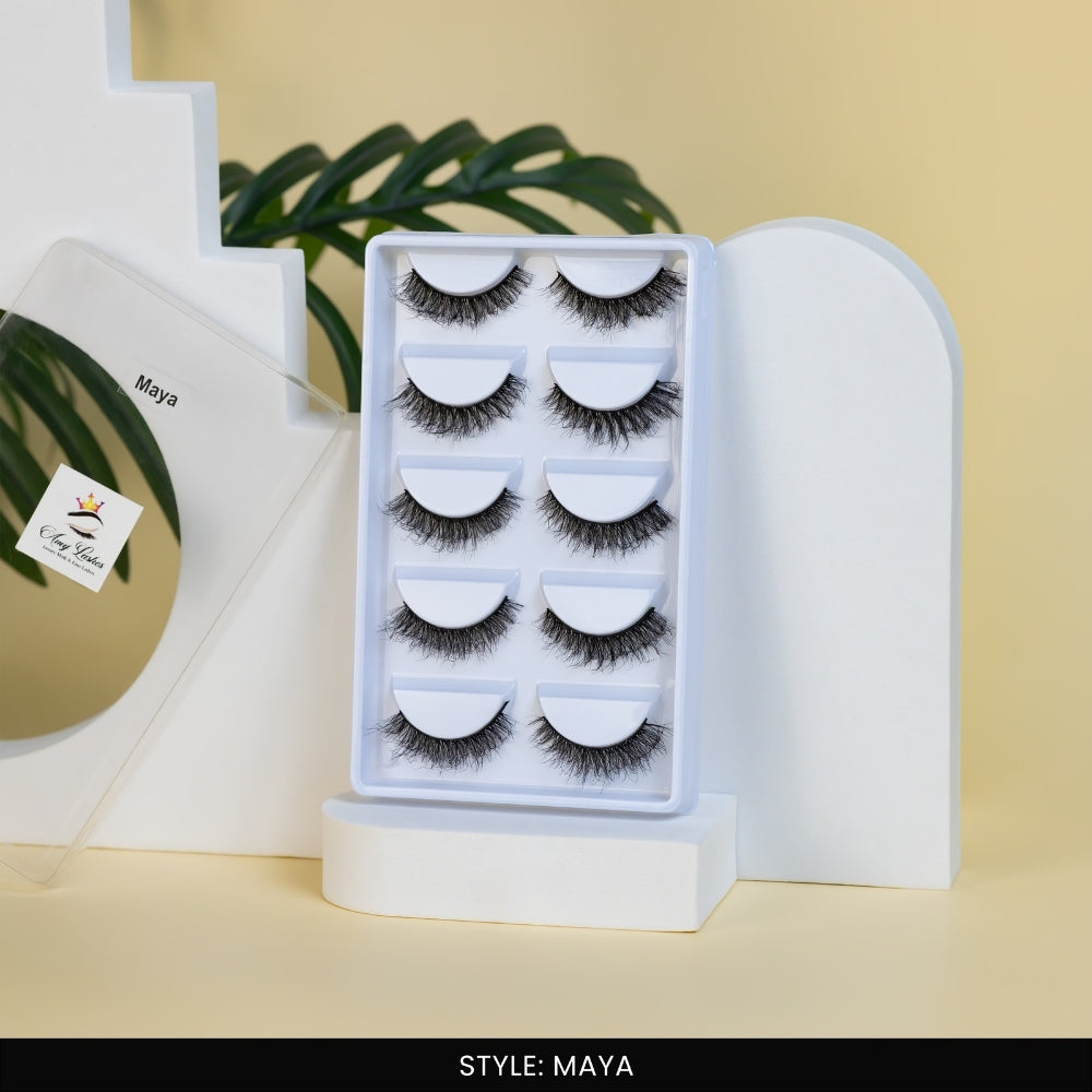 Maya False Eye Lashes | Natural Daily Wear | Vegan Cruelty-Free | Pair of 5