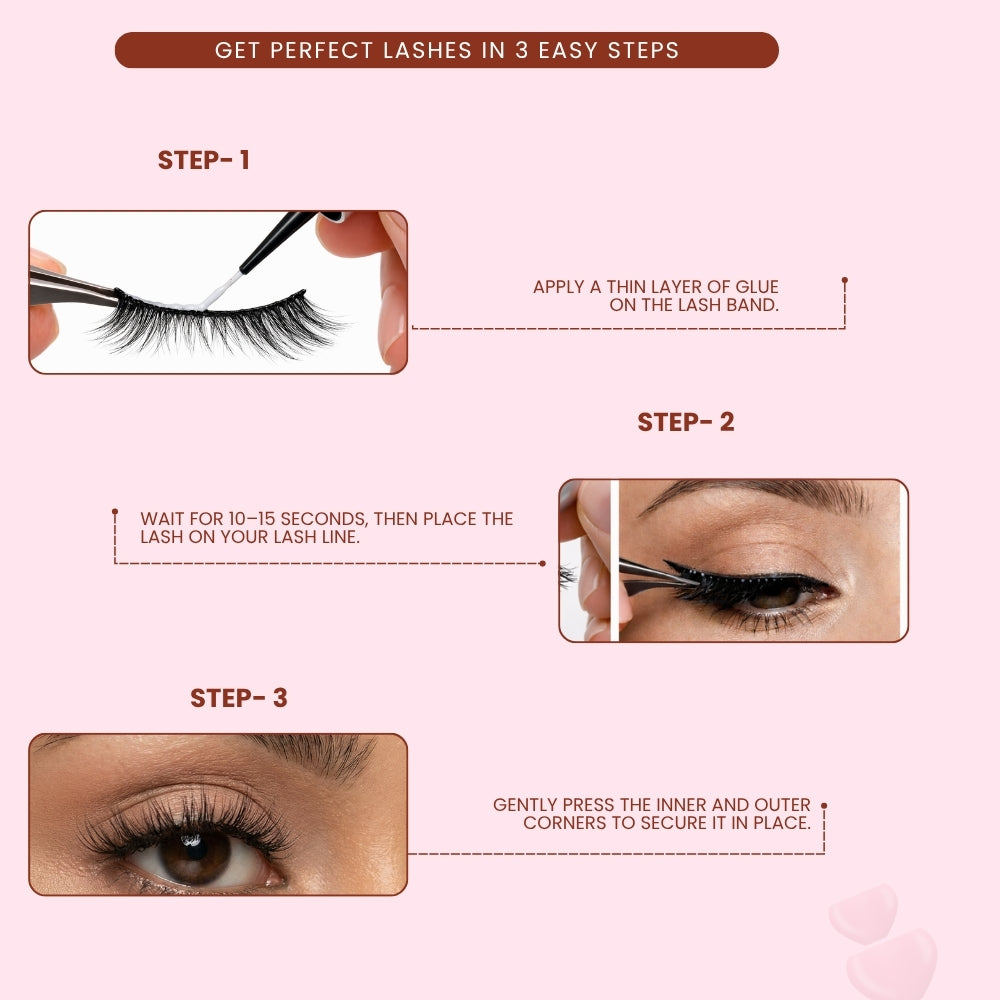 Kishmish False Eye Lashes | Natural Daily Wear | Vegan Cruelty-Free | Pair of 16