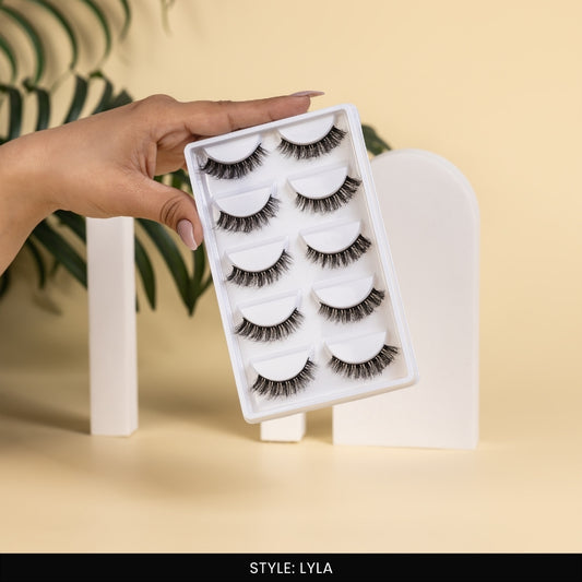Lyla False Eye Lashes | Natural Daily Wear | Vegan Cruelty-Free | Pair of 5