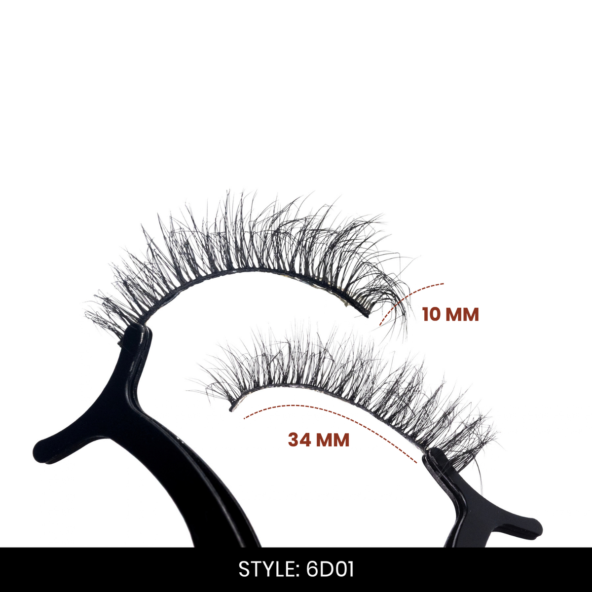6D01 False Eyelashes | Pair of 20 | Fake Eyelashes for Women | Bold Volume Look | Lightweight Band