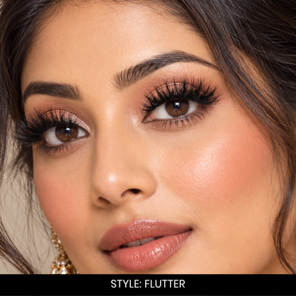 Flutter False Eyelashes | Pair of 16 | Fake Eyelashes for Women | Soft Natural Look | Lightweight Band