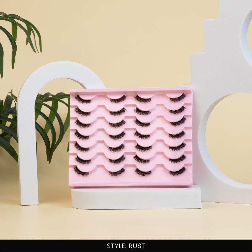 Rust False Eye Lashes | Half Lash Corner Style | Vegan Cruelty-Free | Pair of 14