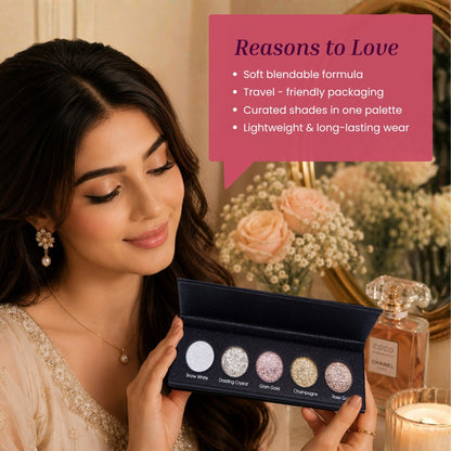 Golden Hour 5 Colours Pressed Metallic Eyeshadow Palette | Multiple Shades | Blendable