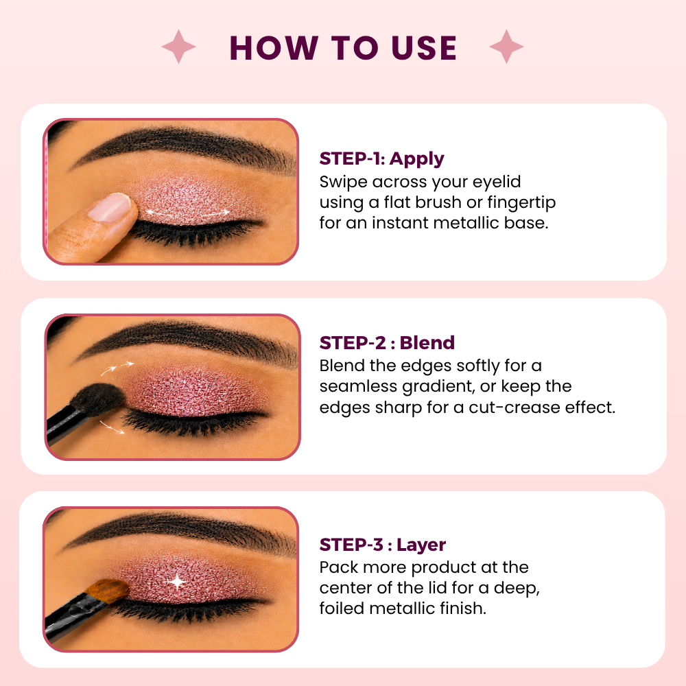 Pink Sparkle Single Metallic Pressed Eyeshadow | Pigmented | Long-Wearing