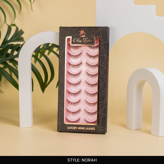 Norah False Eye Lashes | Bold Dramatic Glam | Vegan Cruelty-Free | Pair of 10