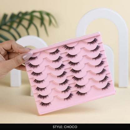 Choco False Eye Lashes | Half Lash Corner Style | Vegan Cruelty-Free | Pair of 14