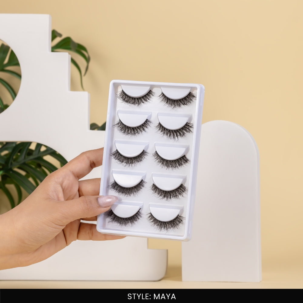 Maya False Eye Lashes | Natural Daily Wear | Vegan Cruelty-Free | Pair of 5