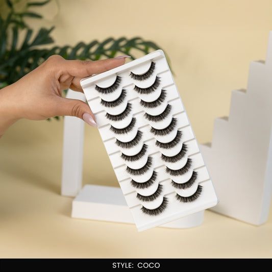 Coco False Eye Lashes | Medium Occasion Wear | Vegan Cruelty-Free | Pair of 10