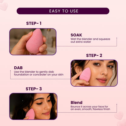 Pack of 3 Velvet Sponge | Makeup Blending Sponge | Liquid and Cream Products