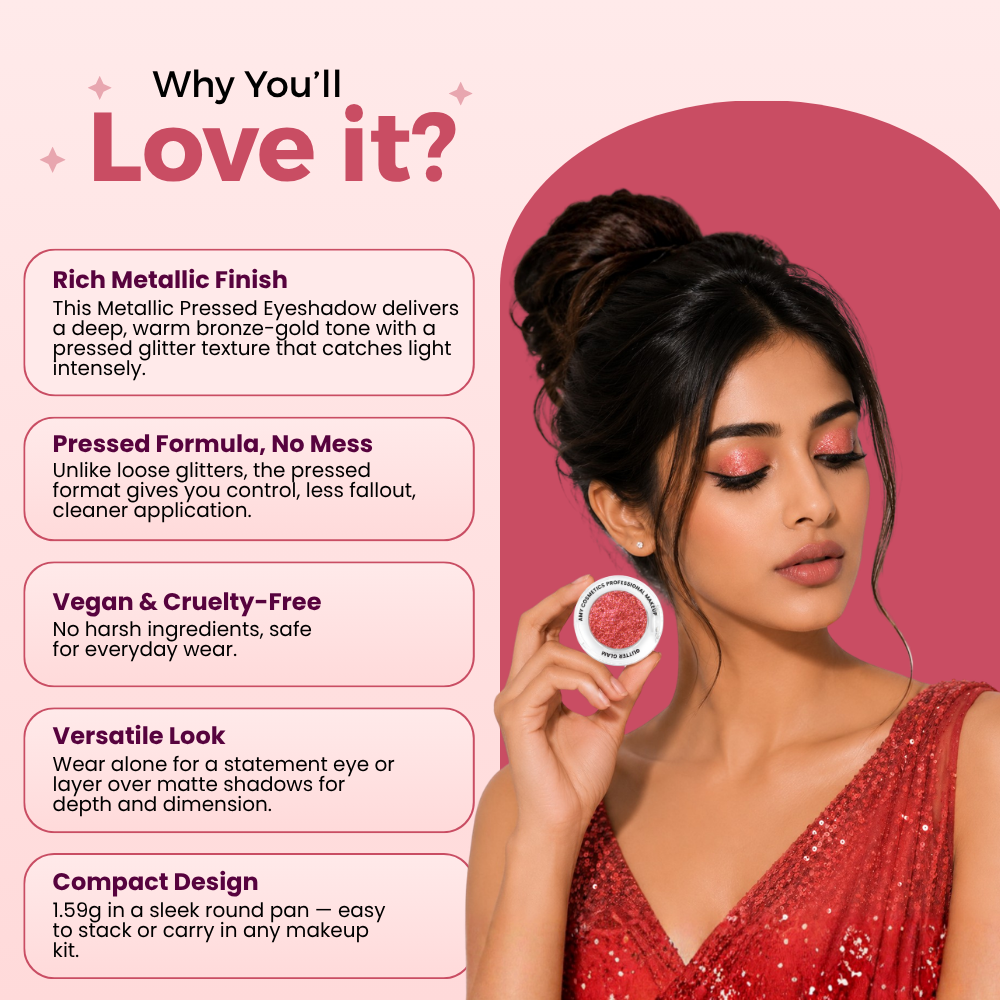 Pure Heart Single Metallic Pressed Eyeshadow | Pigmented | Long-Wearing
