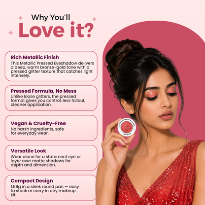 Pure Heart Single Metallic Pressed Eyeshadow | Pigmented | Long-Wearing