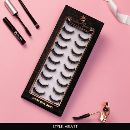 Velvet False Eye Lashes | Bold Dramatic Glam | Vegan Cruelty-Free | Pair of 10