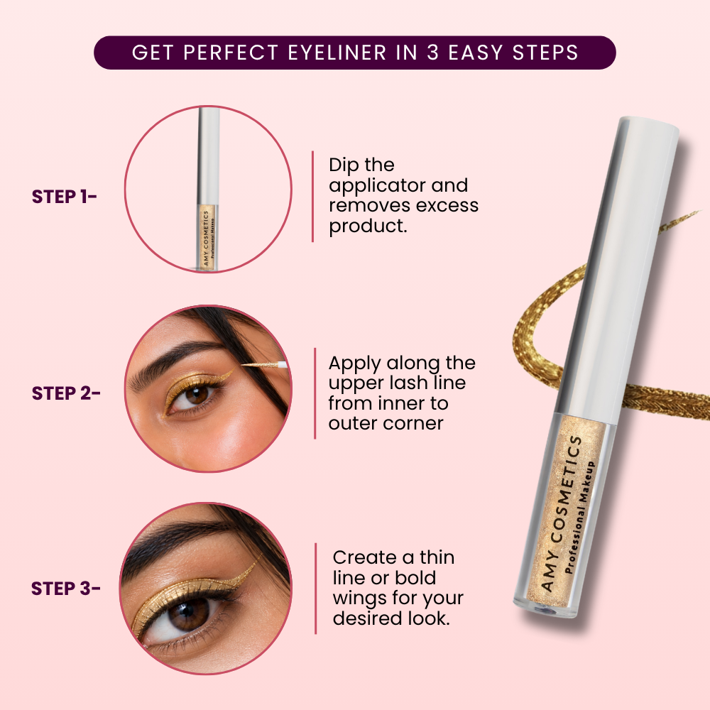 Gold Glitter Eyeliner | Sparkle Liner | Fine Tip Applicator