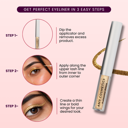 Gold Glitter Eyeliner | Sparkle Liner | Fine Tip Applicator