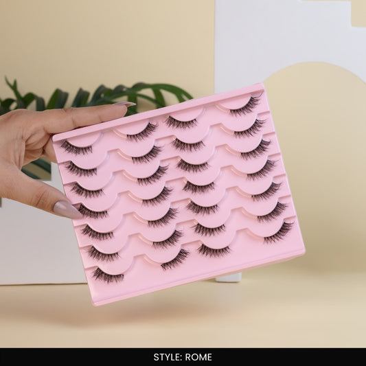 Rome False Eye Lashes | Half Lash Corner Style | Vegan Cruelty-Free | Pair of 14