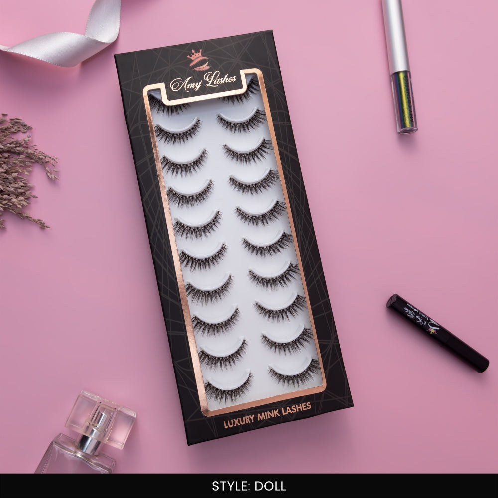 Doll False Eye Lashes | Medium Occasion Wear | Vegan Cruelty-Free | Pair of 10