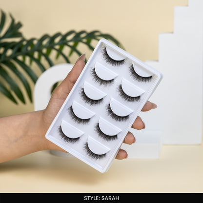 Sarah False Eye Lashes | Natural Daily Wear | Vegan Cruelty-Free | Pair of 5