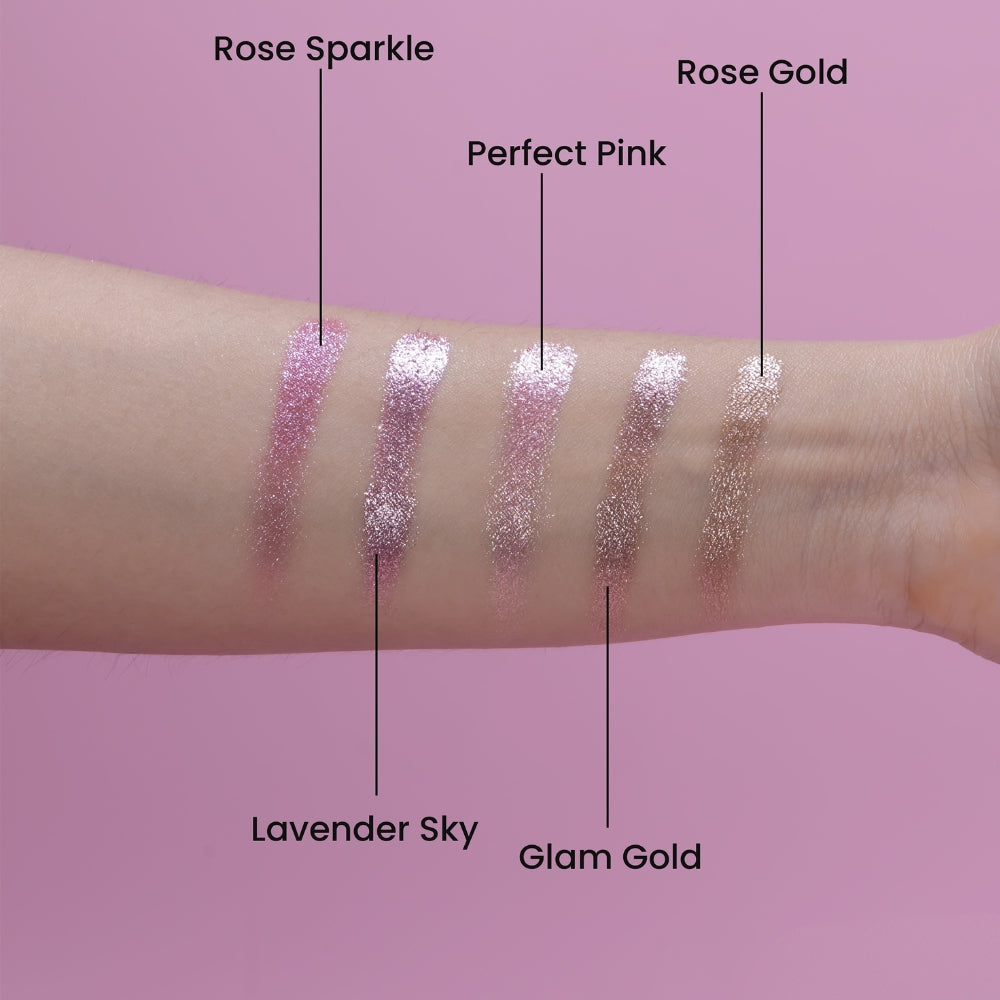 Pink Obsessed 5 Colours Pressed Metallic Eyeshadow Palette | Multiple Shades | Blendable