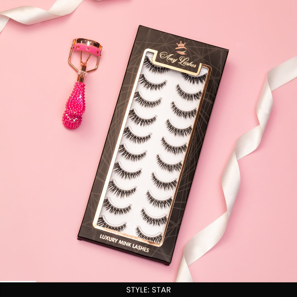 Star False Eye Lashes | Bold Dramatic Glam | Vegan Cruelty-Free | Pair of 10