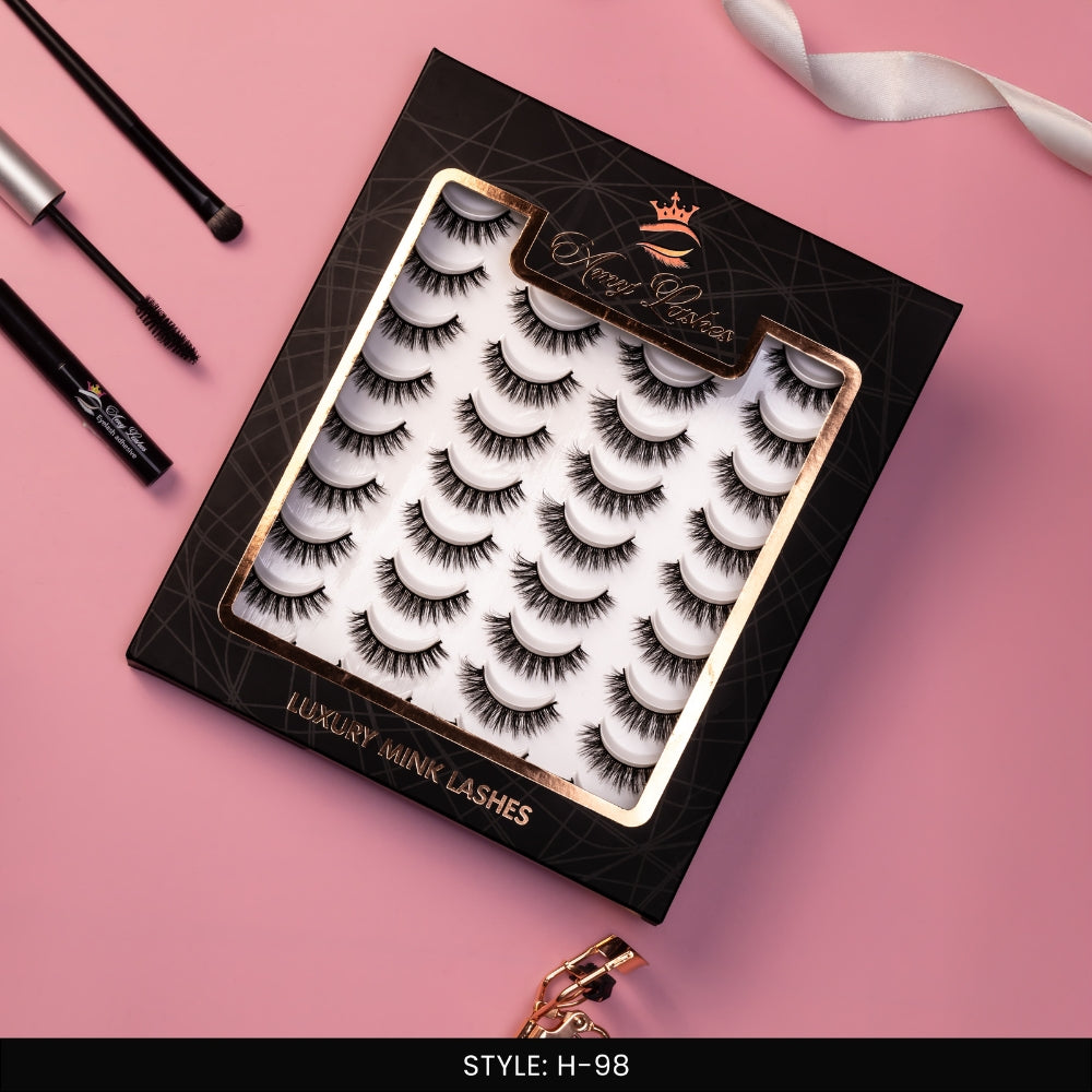 H-98 False Eye Lashes | Bold Dramatic Glam | Vegan Cruelty-Free | Pair of 20
