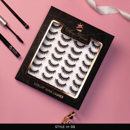 H-98 False Eye Lashes | Bold Dramatic Glam | Vegan Cruelty-Free | Pair of 20