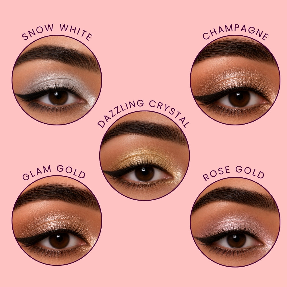 Glitz and Glam 5 Colours Pressed Metallic Eyeshadow Palette | Multiple Shades | Blendable