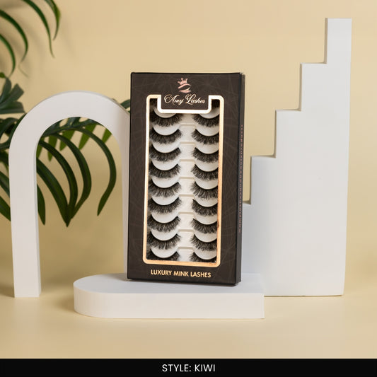 Kiwi False Eye Lashes | Medium Occasion Wear | Vegan Cruelty-Free | Pair of 10