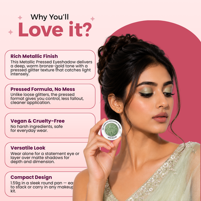 Green Dream Single Metallic Pressed Eyeshadow | Pigmented | Long-Wearing
